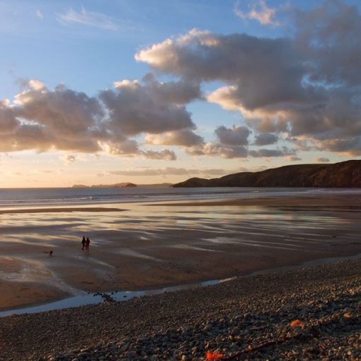 Newgale Beach, Pembrokeshire evening light on the sand