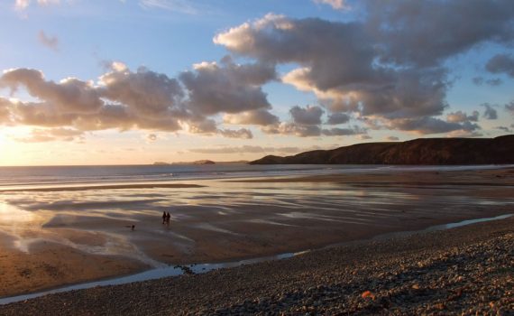 Newgale Beach, Pembrokeshire evening light on the sand