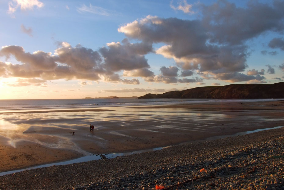 Newgale Beach, Pembrokeshire evening light on the sand