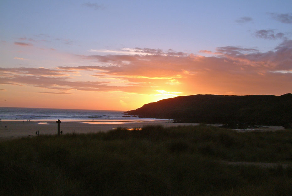 Spectacular sunset over Freshwater West Beach, Pembrokeshire